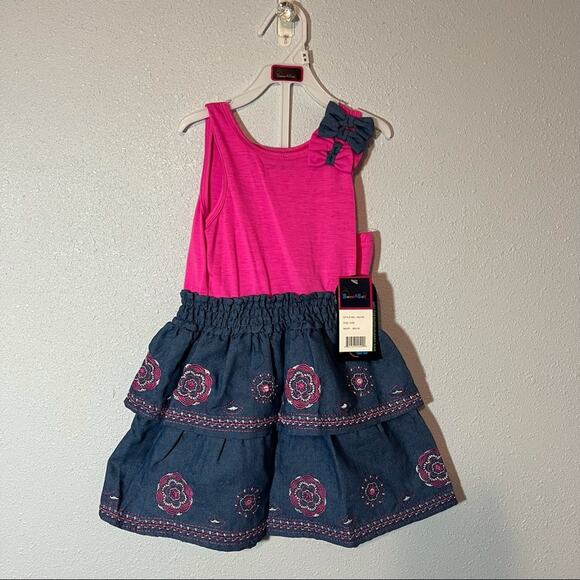 NWT Sweet & Soft Paris Pink & Denim Dress & Bloomer Set 24 Months - Picture 3 of 16